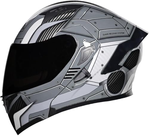 Caimcie Klapphelm für Erwachsene, modularer Integralhelm mit doppelter Sonnenblende, ECE/DOT-Zulassung, Leichter Rennhelm für Mopeds F,XXL=63-64cm von Caimcie