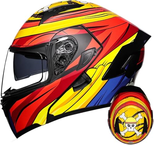 Caimcie Klapphelm für Erwachsene, modularer Integralhelm mit doppelter Sonnenblende, ECE/DOT-Zulassung, Leichter Rennhelm für Mopeds S,L=59-60cm von Caimcie