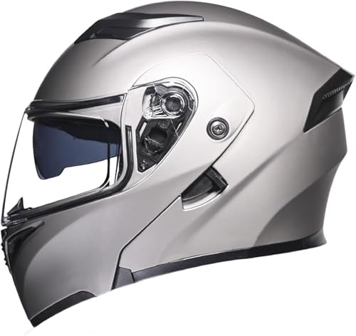 Caimcie Klapphelm für Erwachsene, modularer Integralhelm mit doppelter Sonnenblende, ECE/DOT-Zulassung, Leichter Rennhelm für Mopeds W,XXL=63-64cm von Caimcie