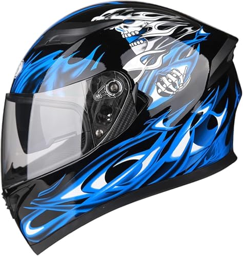 Caimcie Leichter Integralhelm für Motorradfahrer und Straßenfahrer mit klarer/getönter Sonnenblende, bequemer Unisex-Motorrad-Mopedhelm für Erwachsene, DOT/ECE-geprüft A,XXXL=64-65cm von Caimcie