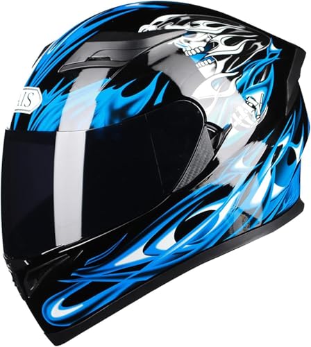 Caimcie Leichter Integralhelm für Motorradfahrer und Straßenfahrer mit klarer/getönter Sonnenblende, bequemer Unisex-Motorrad-Mopedhelm für Erwachsene, DOT/ECE-geprüft B,XXL=62-63cm von Caimcie