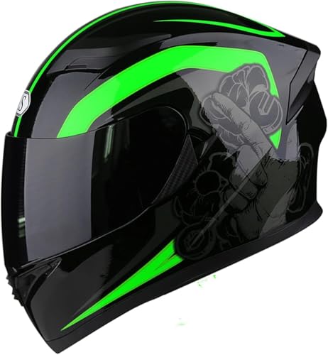 Caimcie Leichter Integralhelm für Motorradfahrer und Straßenfahrer mit klarer/getönter Sonnenblende, bequemer Unisex-Motorrad-Mopedhelm für Erwachsene, DOT/ECE-geprüft L,XL=60-61cm von Caimcie