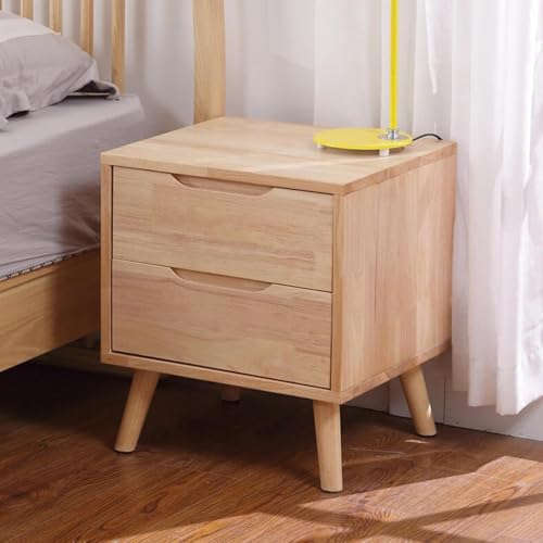 Caimcie Mid Century Modern Nachttisch Kommode, Massivholz Nachttisch mit Schubladen, Nachttisch Holz Nachttische für Schlafzimmer Wohnheim Wohnzimmer A,Double Draw von Caimcie
