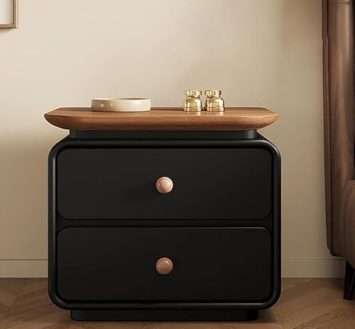 Caimcie Moderner Nachttisch aus Massivholz mit 2 Schubladen, Beistelltisch mit Aufbewahrung und Kunstlederoberfläche für Schlafzimmer, Wohnzimmer, Sofa, Flur, Schlafsaal F,40cm von Caimcie
