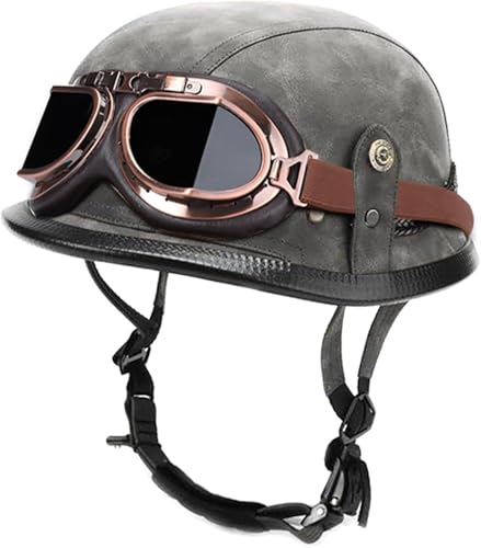Caimcie Motorrad-Hemisphärenhelm DOT/ECE-geprüfter Cap-Halbschalenhelm+Brille Retro-Jethelm mit Verstellbarer Schnellverschlussschnalle, für Cruiser-Scooter M,XL=60-61cm Caimcie Motorrad-Hemisphärenhelm DOT/ECE-geprüfter Cap-Halbschalenhelm+Brille Retro-Jethelm mit Verstellbarer Schnellverschlussschnalle, für Cruiser-Scooter M,XL=60-61cm von Caimcie