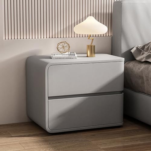 Caimcie Nachttisch, moderner, einfacher Nachttisch aus Massivholz mit Schublade, Bezug aus Mikrofaserleder, Schlafzimmer, Zuhause (Keine Installation erforderlich) B,Left von Caimcie