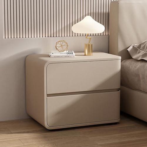 Caimcie Nachttisch, moderner, einfacher Nachttisch aus Massivholz mit Schublade, Bezug aus Mikrofaserleder, Schlafzimmer, Zuhause (Keine Installation erforderlich) C,Left von Caimcie