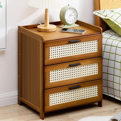 Caimcie Nachttisch, moderner Nachttisch, Rattan-Imitat-Design, Nachttisch mit 3 Schubladen, Bettseitenschrank für Schlafzimmer/Wohnzimmer A Caimcie Nachttisch, moderner Nachttisch, Rattan-Imitat-Design, Nachttisch mit 3 Schubladen, Bettseitenschrank für Schlafzimmer/Wohnzimmer A von Caimcie