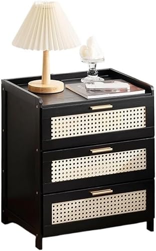 Caimcie Nachttisch, moderner Nachttisch, Rattan-Imitat-Design, Nachttisch mit 3 Schubladen, Bettseitenschrank für Schlafzimmer/Wohnzimmer C Caimcie Nachttisch, moderner Nachttisch, Rattan-Imitat-Design, Nachttisch mit 3 Schubladen, Bettseitenschrank für Schlafzimmer/Wohnzimmer C von Caimcie