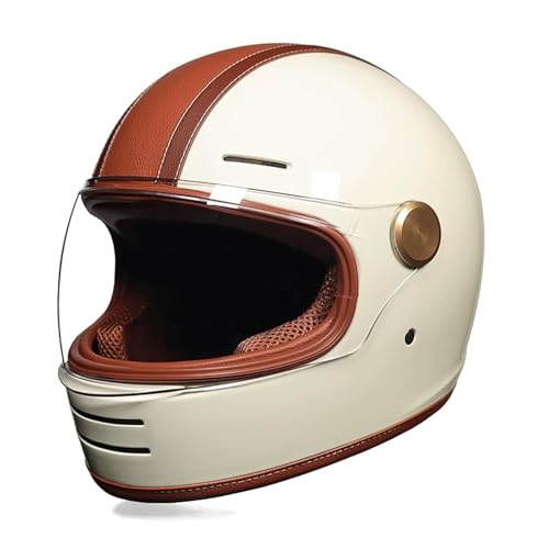Caimcie Retro Cruise Integralhelm für Motorradfahrer, Herren und Damen, Vier-Jahreszeiten-Schutzhelm, Unisex-Helm, modular, ECE/DOT-Zertifizierung A,M=55-56cm von Caimcie