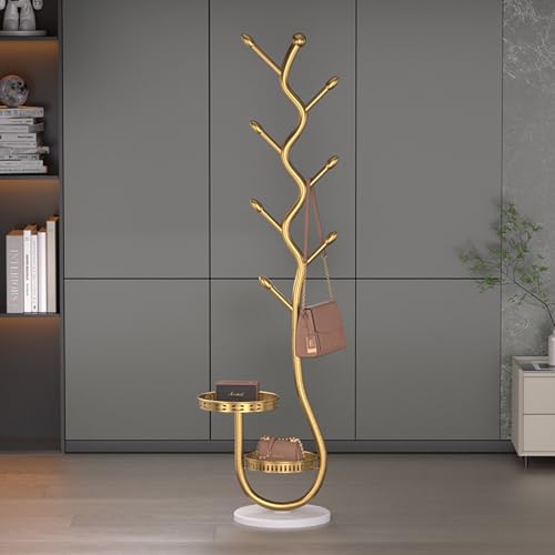 Garderobenständer freistehend,Garderobenständer aus Metall,Garderobenbaum mit Aufbewahrungskorb und 8 Haken,Doppelablage Design, gebogene Olivenbaumhaken,Geeignet für Wohnzimmer B,29*29*170CM Garderobenständer freistehend,Garderobenständer aus Metall,Garderobenbaum mit Aufbewahrungskorb und 8 Haken,Doppelablage Design, gebogene Olivenbaumhaken,Geeignet für Wohnzimmer B,29*29*170CM von Caimcie