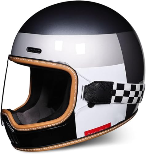 Retro Classic Integralhelm für Motorradfahrer, DOT ECE-zugelassener Straßenfahrradhelm mit Sonnenblende, Unisex-Erwachsene I,L=59-60cm Retro Classic Integralhelm für Motorradfahrer, DOT ECE-zugelassener Straßenfahrradhelm mit Sonnenblende, Unisex-Erwachsene I,L=59-60cm von Caimcie