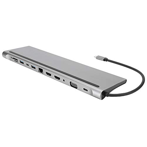 12-in-1-USB-Hub, Dockingstation, Dual-HDMI + VGA-Ausgang 2 x 4K-HD-stabile Übertragung Hocheffiziente Aluminiumlegierung für Notebooks vom Typ C Notebook 12-in-1-USB-Hub, Dockingstation, Dual-HDMI + VGA-Ausgang 2 x 4K-HD-stabile Übertragung Hocheffiziente Aluminiumlegierung für Notebooks vom Typ C Notebook von Caiqinlen
