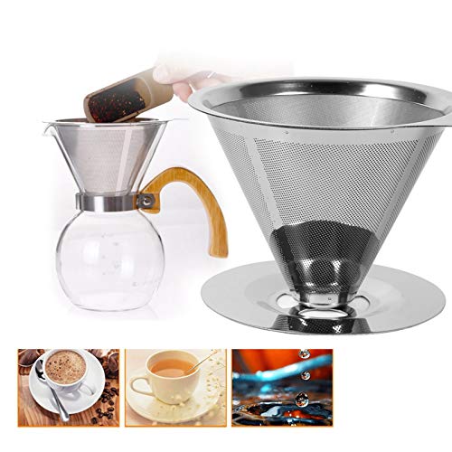 Zweischichtiger Kaffeefilter, praktisch und erschwinglich. Feiner Übergießfilter Waschbarer und wiederverwendbarer Edelstahl 3,94 x 2,36 Zoll Kaffeefilterbecher für Büro von Caiqinlen