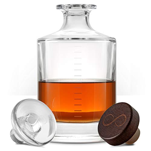 Whiskey Infinity Dekanter – Cairn Craft Glas Whisky & Likörflasche und Stopper (1 l Fassungsvermögen mit 57 ml Markierungen) von Cairn Craft