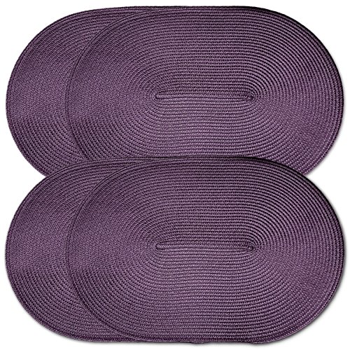 CAIT CHAPMAN HOME COLLECTION Platzdeckchen, oval, geflochten, Polypropylen, Kunststoff, Violett, 4 Stück von CAIT CHAPMAN HOME COLLECTION