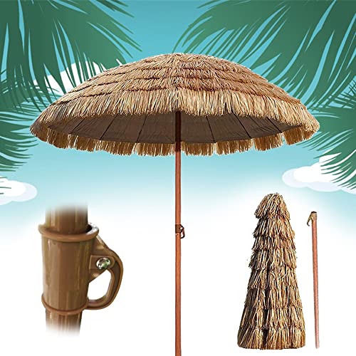 1.6M/2M/2.4M/3M Sonnenschirm Gartentisch Strohschirm Natur Terrassenschirm Balkonschirm Strandschirm Deko Hawaii Schirm (Größe : Ø210cm) von Caixia