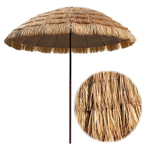 Raffia Bastschirm Garten Hawaii Sonnenschirm Stroh Weben Outdoor Dekor 250CM Großer Runder Strandschirm Sonnenschutz Faltbar, Natürlich von Caixia