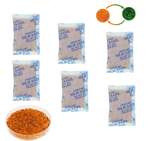 Caiyloxn Silica Kugeln Orange 10g x25 Stück Silicagel Beutel Regenerierbar Trockenmittel Orangenperlen Feuchtigkeits indikator Luftentfeuchter für Kleiderschrank Auto Entfeuchter von Caiyloxn