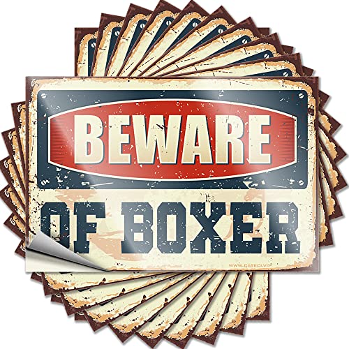 Auto-Aufkleber und Aufkleber, Aufschrift "Beware of Boxer", lustig, 10 Stück, Werkzeug-Aufkleber, lustige Auto-Aufkleber (Größe: 8 x 12 cm) von CakJuice