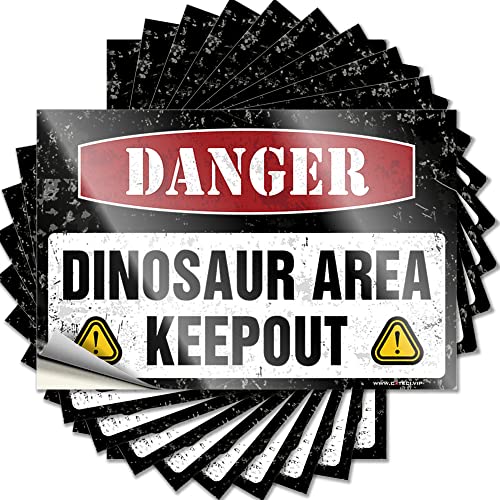 Autoaufkleber Gefahr Dinosaurier Bereich Keep Out Lustiger Aufkleber 10 Stück Lustige Aufkleber für Erwachsene Unangemessene Aufkleber (Größe: 12 x 18 cm) von CakJuice
