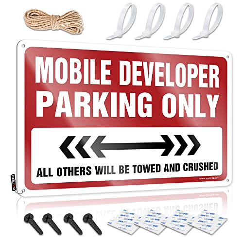 BBQ Signs Outdoor Mobile Developer Parking Only Blechschild Lustiges Garagen-Blechschild Bar Spiegel für Männerhöhle (Größe: 30 x 40 cm) von CakJuice