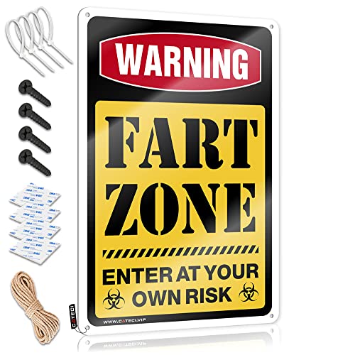 Blechschild, lustiges Warnschild mit Furzzonen-Motiv, coole Poster für Jungs, Poolschilder und Dekoration für den Außenbereich (Größe: 30 x 40 cm) von CakJuice