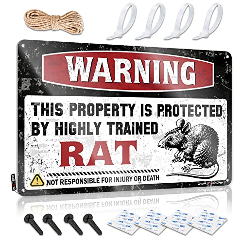 Blechschild Dekor Warnung This Property Is Protected By A Highly Trained Rat Schild Garage Dekor für Herren Kinderzimmer Dekor (Größe: 30 x 40 cm) von CakJuice