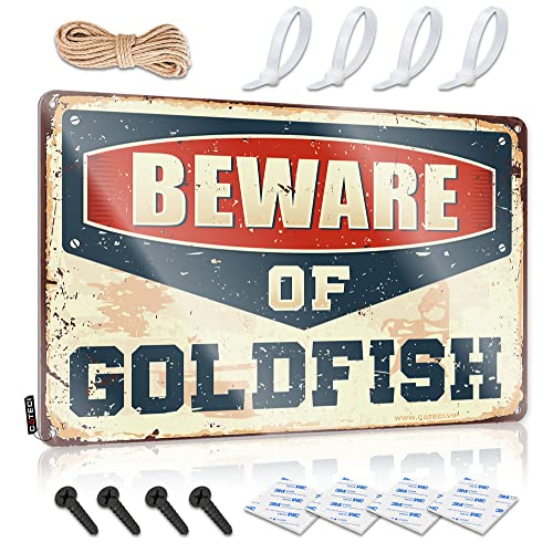 Bro Cave Schild "Beware Of Goldfisch", Mann Cabe Decor Home Bar Blechschild (Größe: 20 x 30 cm) von CakJuice