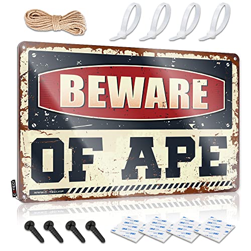 CakJuice Barschild Metall Beware of Ape Blechschild Outdoor Wanddekoration Raumdekoration für Männer (Größe: 20 x 30 cm) von CakJuice