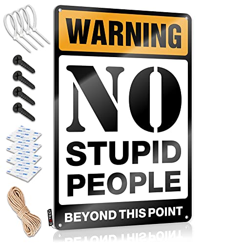 CakJuice Barschilder für Heimdekoration, Warnung "No Stupid People Beyond This Point", Tiki-Bar-Dekorationen, Blech-Wanddekoration (Größe: 30 x 40 cm) von CakJuice