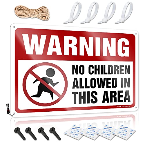 CakJuice Blechschild Dekor Warnung No Children Allowed in This Area Blechschild Garage Dekor für Herren Kinderzimmer Dekor (Größe: 30 x 40 cm) von CakJuice