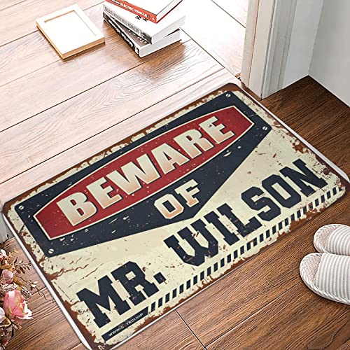 CakJuice Coole Fußmatte "Beware of Mr. Wilson" Fußmatte, lustige Outdoor-Matte, Küchenteppiche, Bauernhaus-Stil (Größe: 50 x 80 cm) von CakJuice