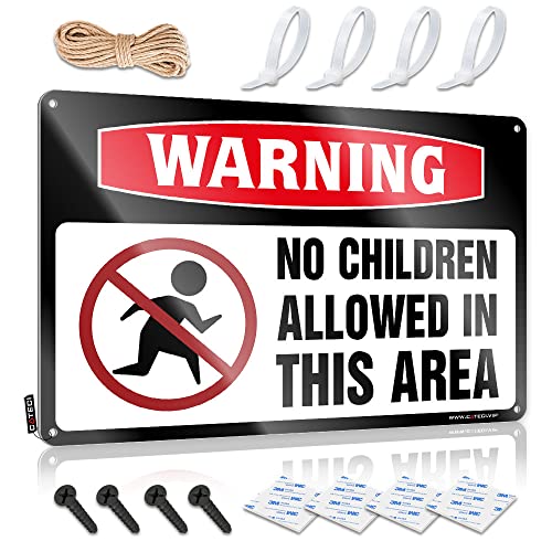 CakJuice Dekorative Barschilder, Aufschrift "Warning No Children Allowed in This Area", lustiges Bar-Dekor, Blech-Wanddekoration (Größe: 30 x 40 cm) von CakJuice