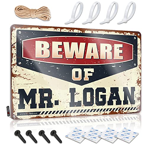 CakJuice Dekorschilder Beware of Mr. Logan Blechschild Teens Stuff Man Cave Zubehör und Dekor (Größe: 20 x 30 cm) von CakJuice