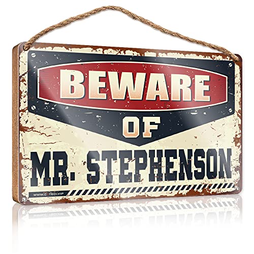 CakJuice Holz-Türschild "Beware of Mr. Stephenson", rustikales Badezimmerschild, Poolsachen, Größe: 15 x 28 cm CakJuice Holz-Türschild "Beware of Mr. Stephenson", rustikales Badezimmerschild, Poolsachen, Größe: 15 x 28 cm von CakJuice