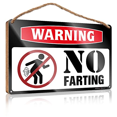 CakJuice Holzschild zum Aufhängen, Aufschrift "No Farting" Warning Wooden Sign Front Porch Signs Pool Decorations Outdoor (Größe: 23 x 35 cm) von CakJuice