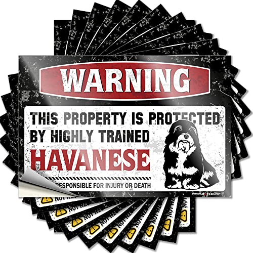 CakJuice Lustige Autoaufkleber für Erwachsene, Aufschrift "Warning This Property is Protected by A Highly Trained Havaneser", lustiger Aufkleber, 10 Stück, Barschilder für Heimdekoration, Werkzeug von CakJuice