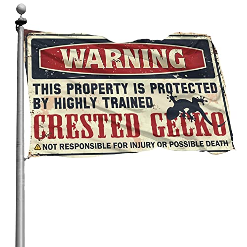 CakJuice Lustige Outdoor-Dekoration. Warnung: Dieses Grundstück wird durch eine stark ausgebildete Gecko-Flagge im Freien geschützt, dekorative Raumdekoration für Männer (Größe: 60 x 90 cm) von CakJuice