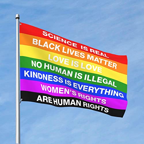 CakJuice Lustige Raumdekoration Science is Real Black Lives Matter BLM Love Regenbogenflagge Retro Raumdekor lustige Flaggen (Größe: 60 x 90 cm) von CakJuice