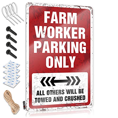 CakJuice Lustiges Blechschild mit Aufschrift "Drinking Signs Farmworker Parking Only", lustige Küchen-Blechschilder, lustige Bürodekoration (Größe: 20 x 30 cm) von CakJuice