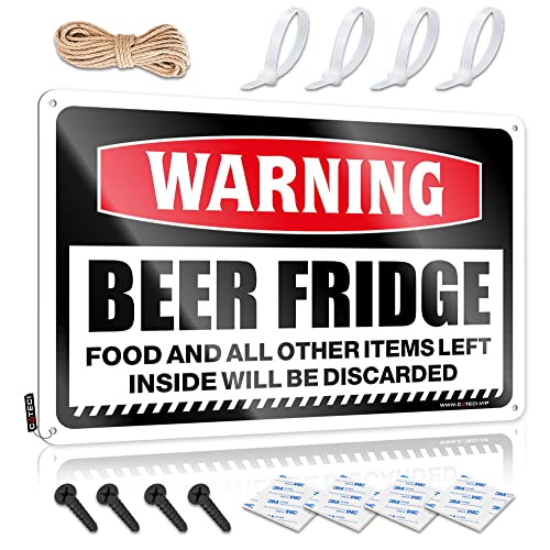CakJuice Lustiges Blechschild mit Aufschrift "Warning Beer Fridge Signs" Beer Signs Metal Vintage Office Decor for Men (Größe: 20 x 30 cm) von CakJuice
