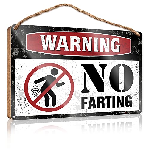 CakJuice Lustiges Hängeschild "No Farting" Warnschild aus Holz für den Außenbereich, Hängeschild für den Außenbereich (Größe: 20 x 30 cm) von CakJuice