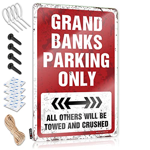 CakJuice Lustiges Wanddekor-Schild, Motiv: Grand Banks Parking Only, Blechschild für Schlafzimmer, Schilder für Garage (Größe: 30 x 40 cm) von CakJuice