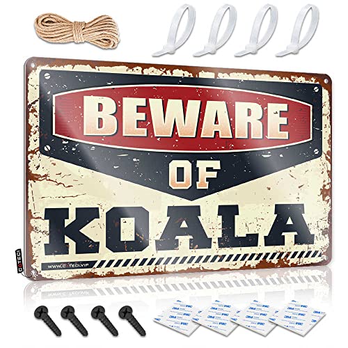 CakJuice Lustiges Warnschild "Beware of Koala", Poolsachen, Barregeln, Blechschild (Größe: 30 x 40 cm) von CakJuice