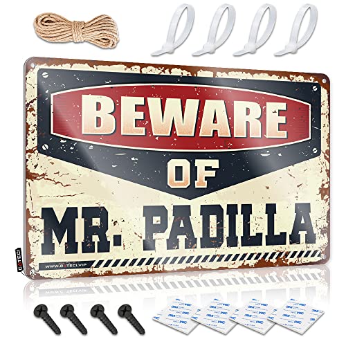 CakJuice Lustiges Warnschild "Beware of Mr. Padilla" Blechschild Pool Stuff Bar Rules Blechschild (Größe: 30 x 40 cm) von CakJuice