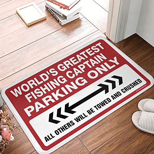 CakJuice Positive Fußmatte World's Greatest Fishing Captain Parking Only Teppich Balkon Dekor Outdoor Fußmatten für Haustür (Größe: 40 x 60 cm) von CakJuice