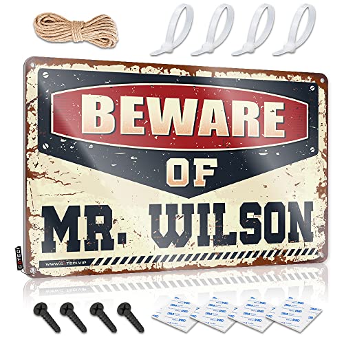 CakJuice Retro-Blechschilder "Beware of Mr. Wilson" Blechschild Garage Blechschild Teen Stuff (Größe: 20 x 30 cm) von CakJuice