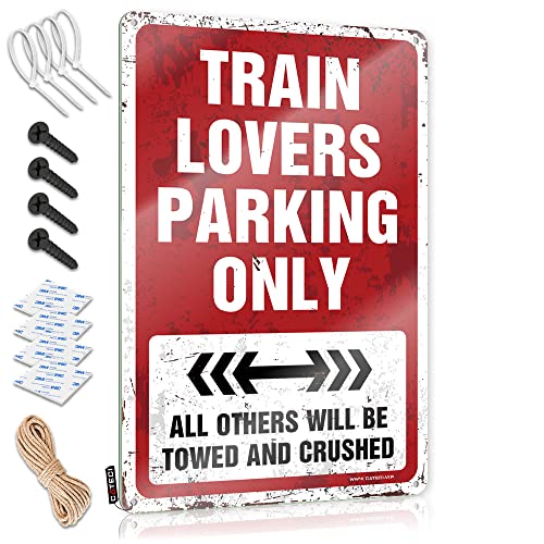 CakJuice Schlafzimmer Türschild Zug Liebhaber Parking Only Blechschild Teen Junge Zimmer Dekor Outdoor Bar Zubehör Dekor (Größe: 30 x 40 cm) von CakJuice