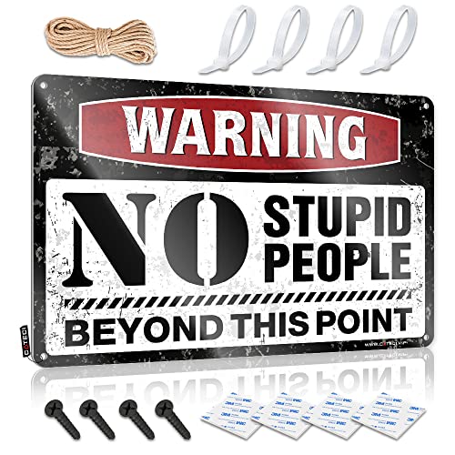 Decor for Man Cave Warnung No Stupid People Beyond This Point-Schild Bar Spiegel für Männerhöhle Bar Metall-Blechschild (Größe: 30 x 40 cm) von CakJuice